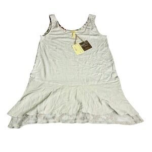 Matilda Jane NWT Gray Tank Lace Lined Top Boutique US M Cotton Ruffle Whimsygoth